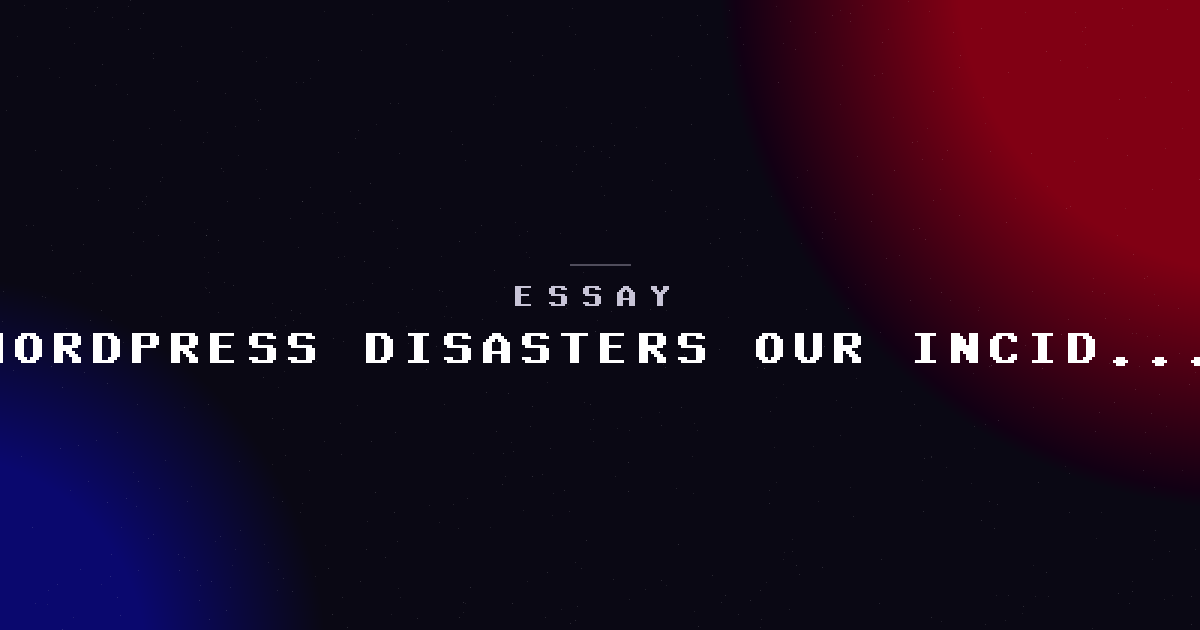 How we handle WordPress disasters — our actual incident runbook